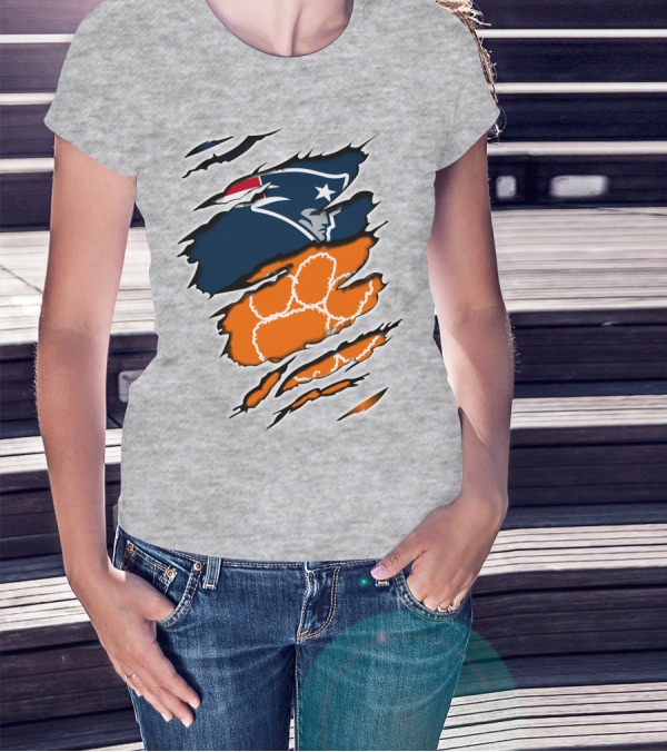Patriots Clemson Tiger Paw Logo Fusion T-Shirt