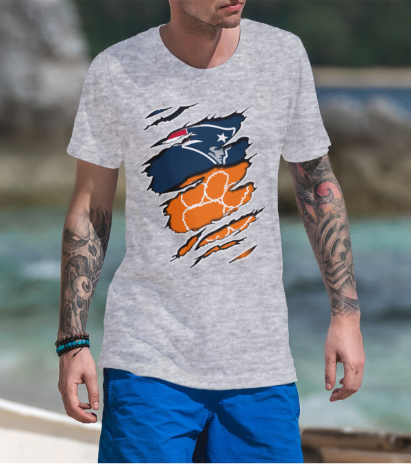 Patriots Clemson Tiger Paw Logo Fusion T-Shirt