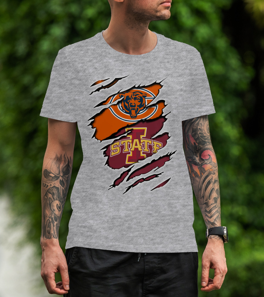 Chicago Bears Iowa State Cyclones Torn Claw T-Shirt