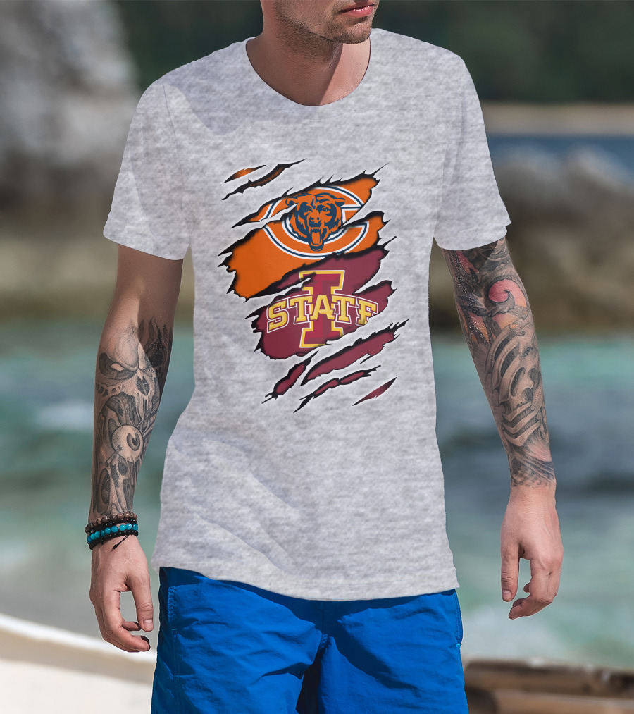 Chicago Bears Iowa State Cyclones Torn Claw T-Shirt