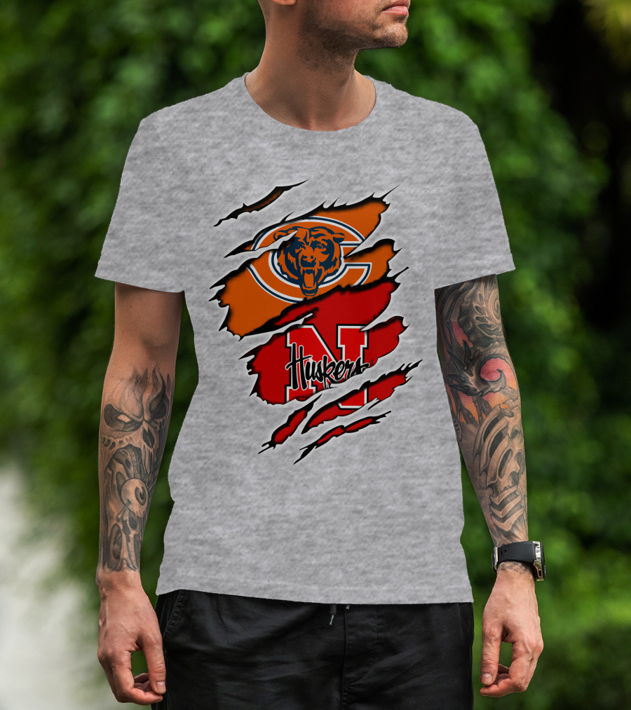 Chicago Bears Nebraska Cornhuskers Logo Claw Marks T-Shirt