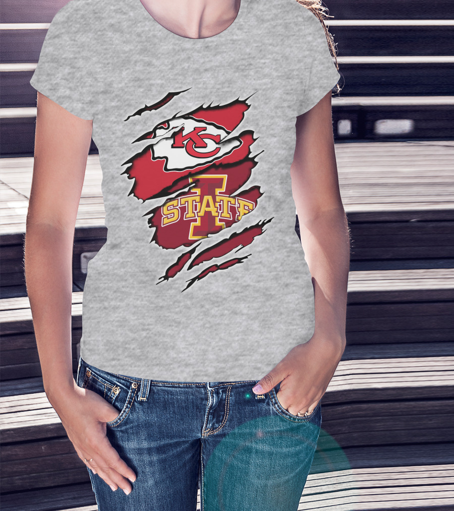 Chiefs Iowa State Kc Cyclones Logo Fusion Vintage Style T-Shirt