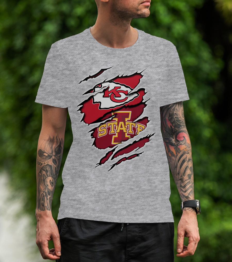 Chiefs Iowa State Kc Cyclones Logo Fusion Vintage Style T-Shirt