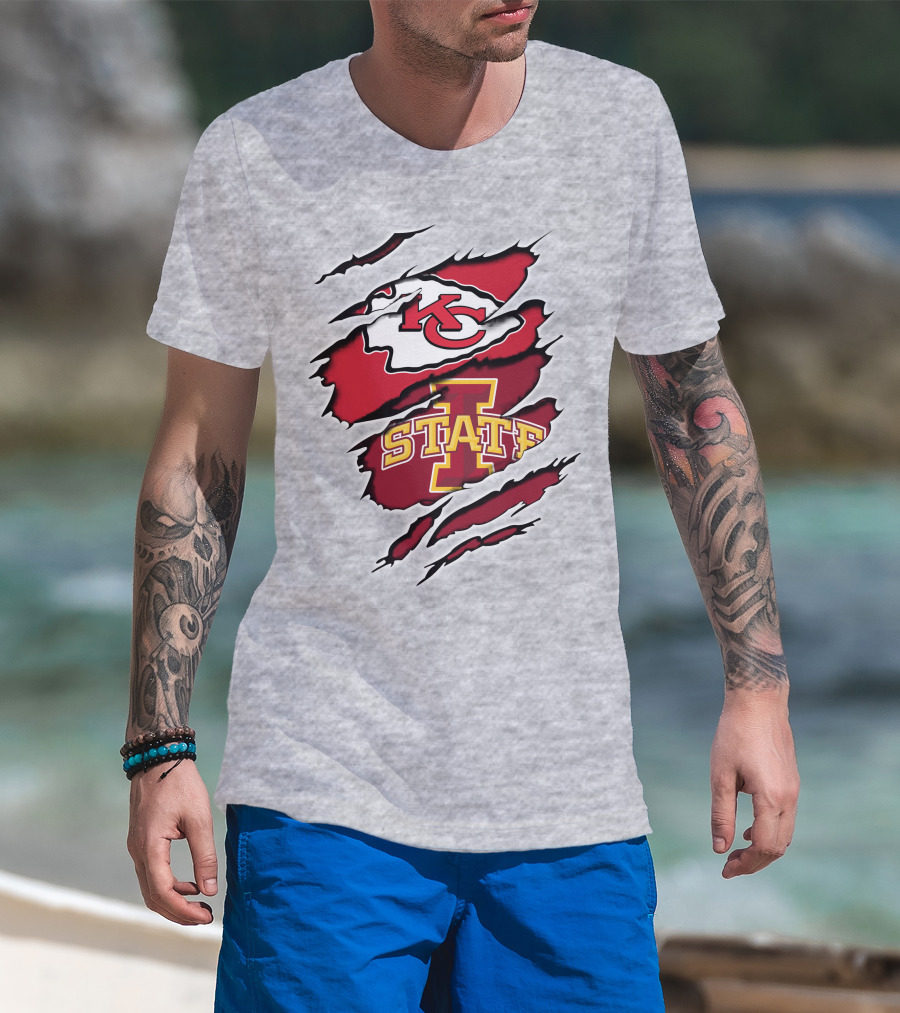 Chiefs Iowa State Kc Cyclones Logo Fusion Vintage Style T-Shirt