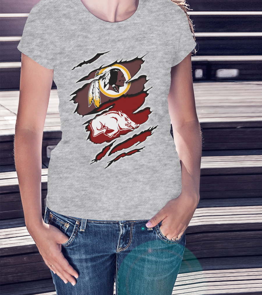 Washington Football Team Arkansas Razorbacks Ripped Claw T-Shirt