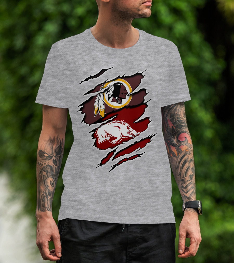 Washington Football Team Arkansas Razorbacks Ripped Claw T-Shirt