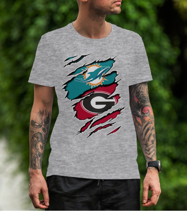 Miami Dolphins Georgia Bulldogs Fan T-Shirt