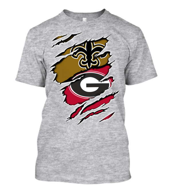 New Orleans Saints Fleur-De-Lis Georgia Bulldogs Logo Fusion T-Shirt