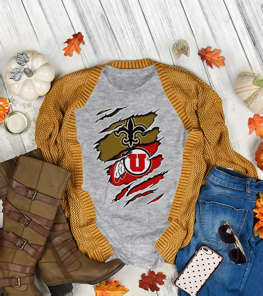 New Orleans Saints Utah Utes Fusion Fan Gear T-Shirt