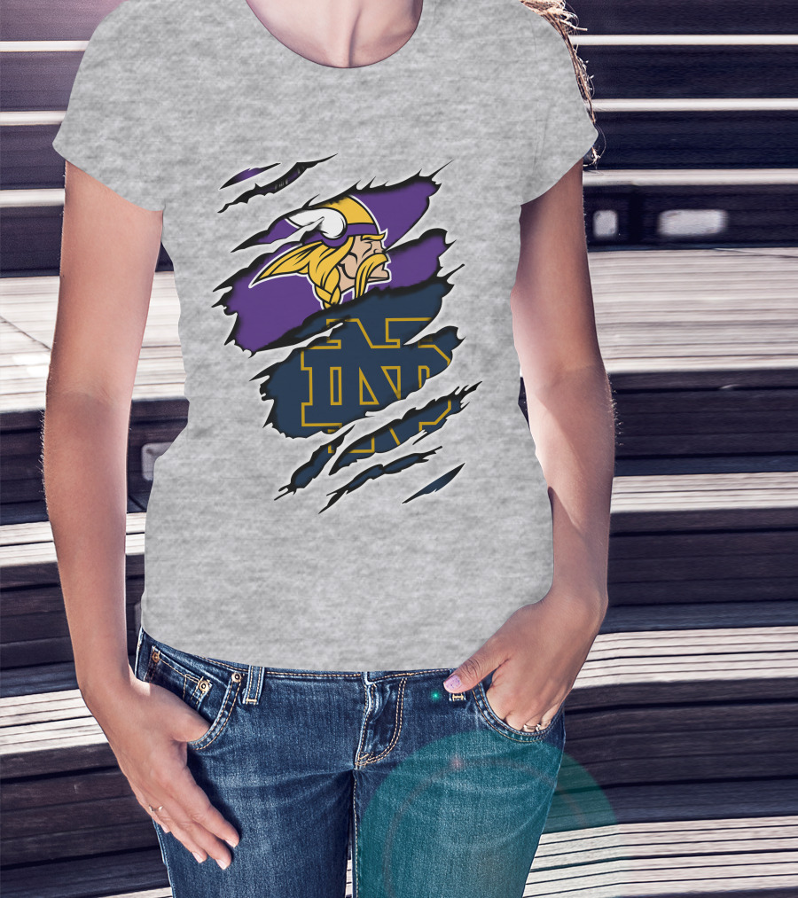 Minnesota Vikings Notre Dame Fighting Irish Collaboration T-Shirt