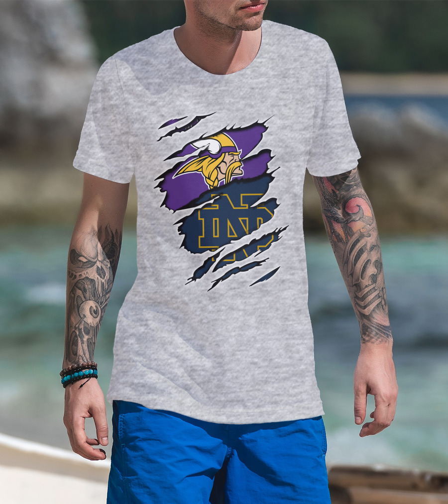 Minnesota Vikings Notre Dame Fighting Irish Collaboration T-Shirt