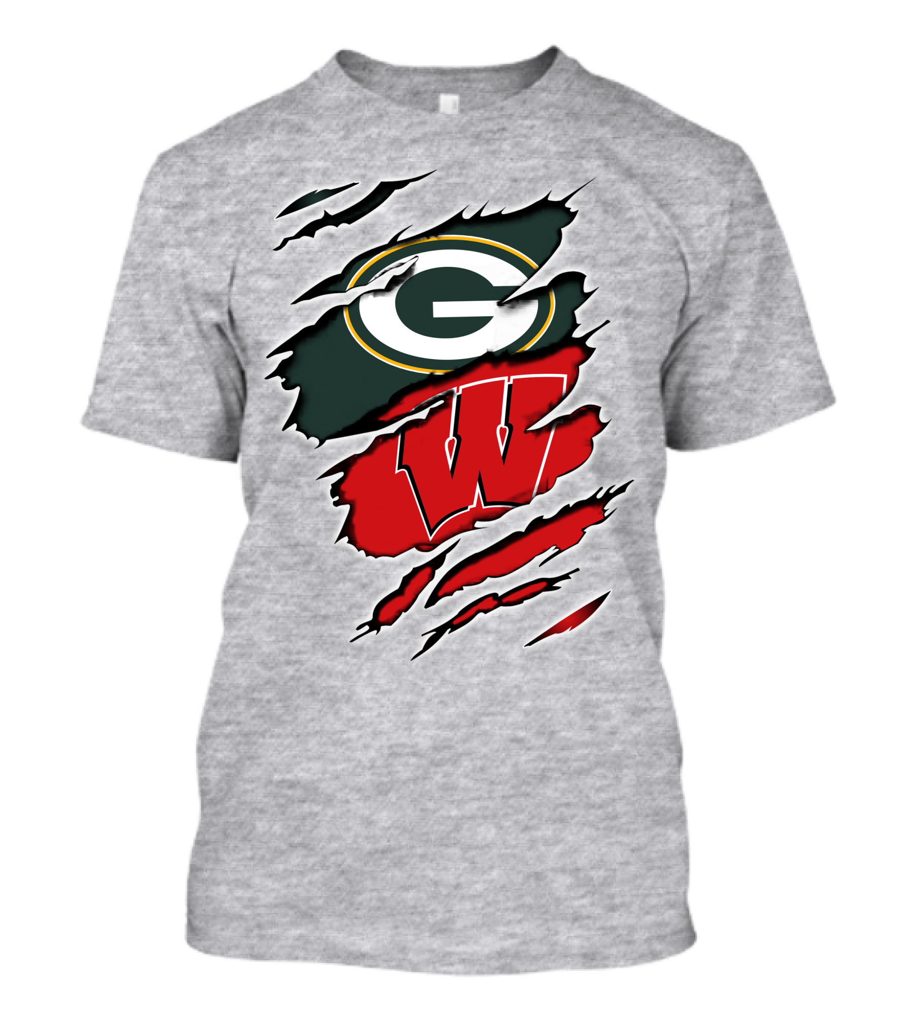 Green Bay Packers Wisconsin Badgers Ripped T-Shirt