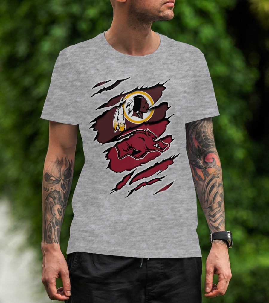 Redskins And Arkansas Razorbacks Claw T-Shirt