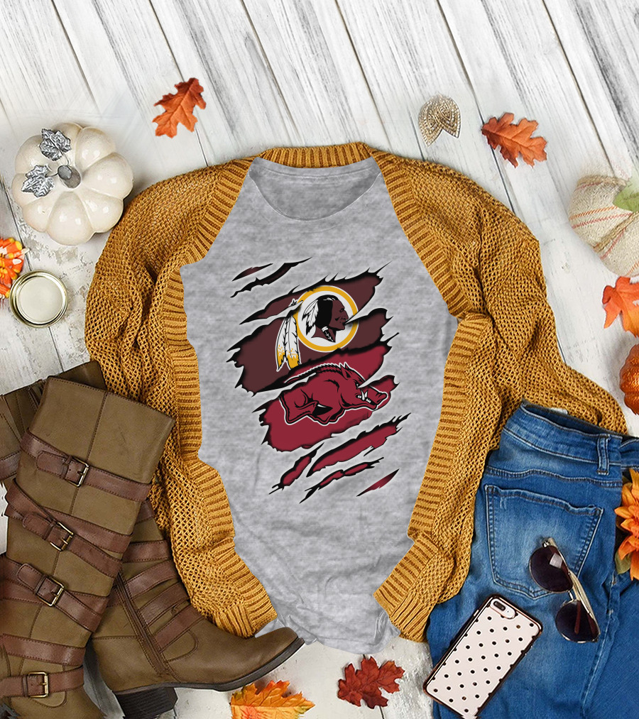 Redskins And Arkansas Razorbacks Claw T-Shirt