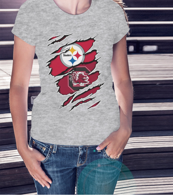 Steelers Gamecocks Ripped T-Shirt