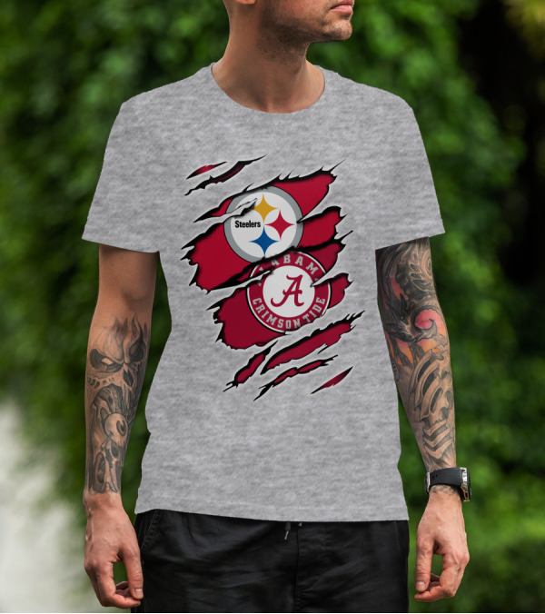 Steelers Alabama Crimson Tide Fan Logo Collaboration T-Shirt