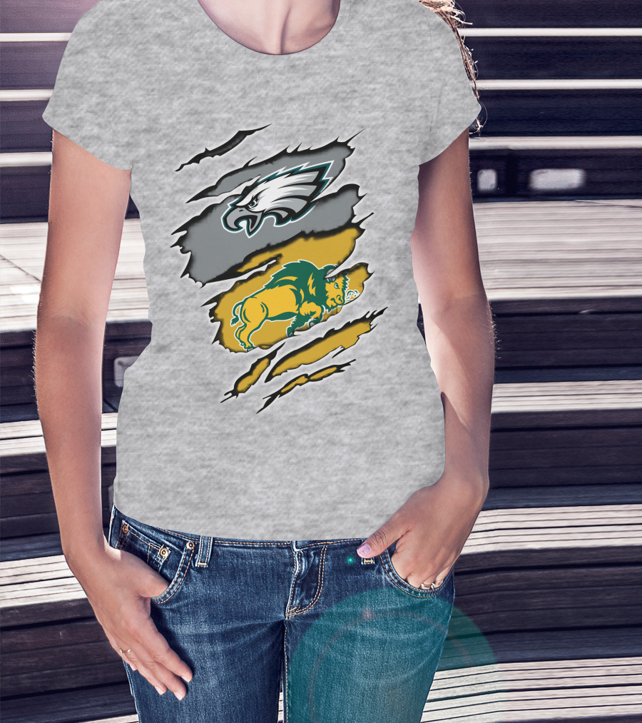 Eagles Dakota Bison Football Fusion Ripped Claw T-Shirt