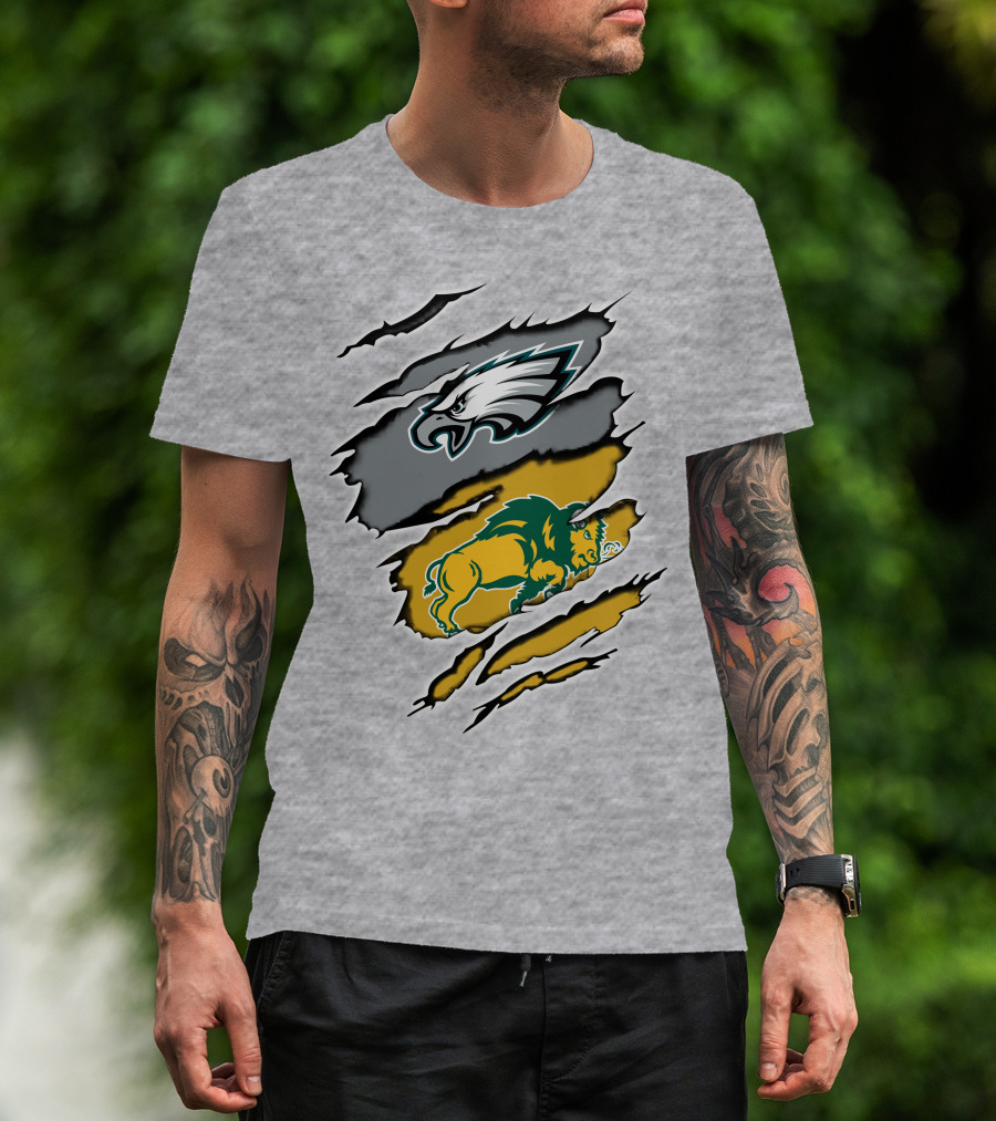 Eagles Dakota Bison Football Fusion Ripped Claw T-Shirt