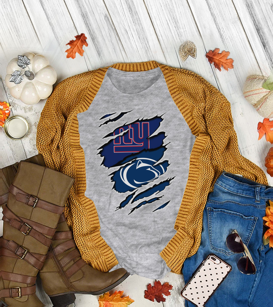 New York Giants Penn State Nittany Lions Blue Claw Marks T-Shirt