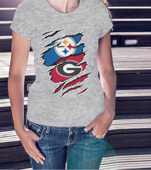 Steelers Georgia Bulldogs Fan Crossover T-Shirt