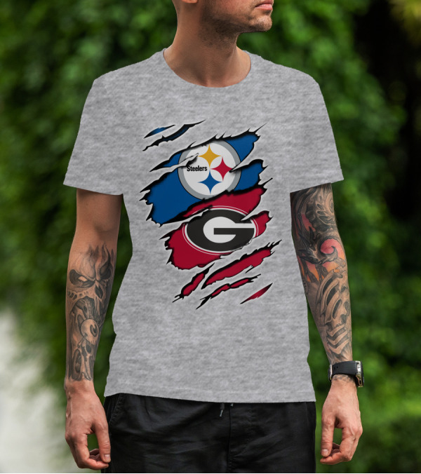 Steelers Georgia Bulldogs Fan Crossover T-Shirt