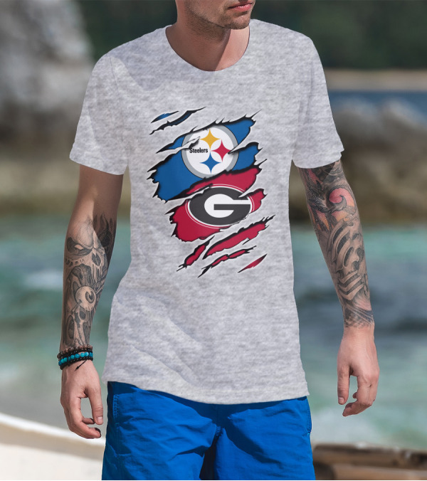 Steelers Georgia Bulldogs Fan Crossover T-Shirt