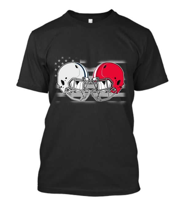 Cow Bul Football Helmets American Flag T-Shirt