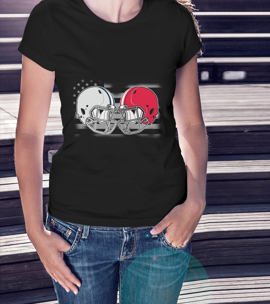 Cow Bul Football Helmets American Flag T-Shirt