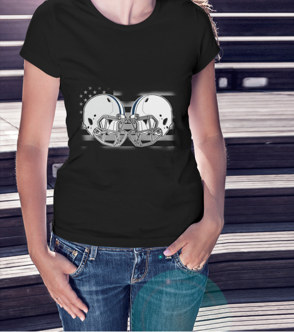 Cow Cava American Football Helmets United States Flag T-Shirt
