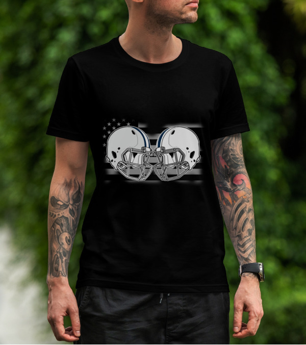 Cow Cava American Football Helmets United States Flag T-Shirt