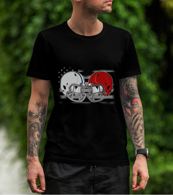 American Flag Football Helmets Clash T-Shirt