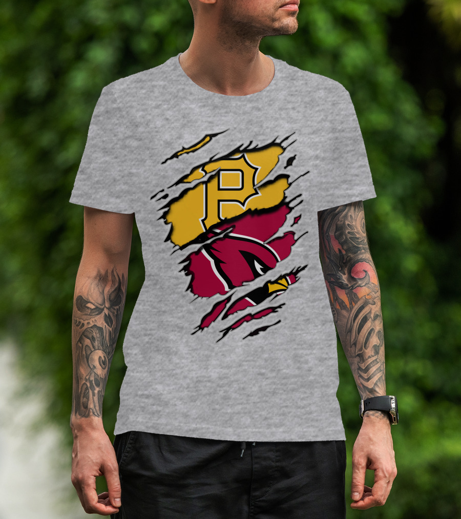 Cardinals Pirates Logos Ripped T-Shirt