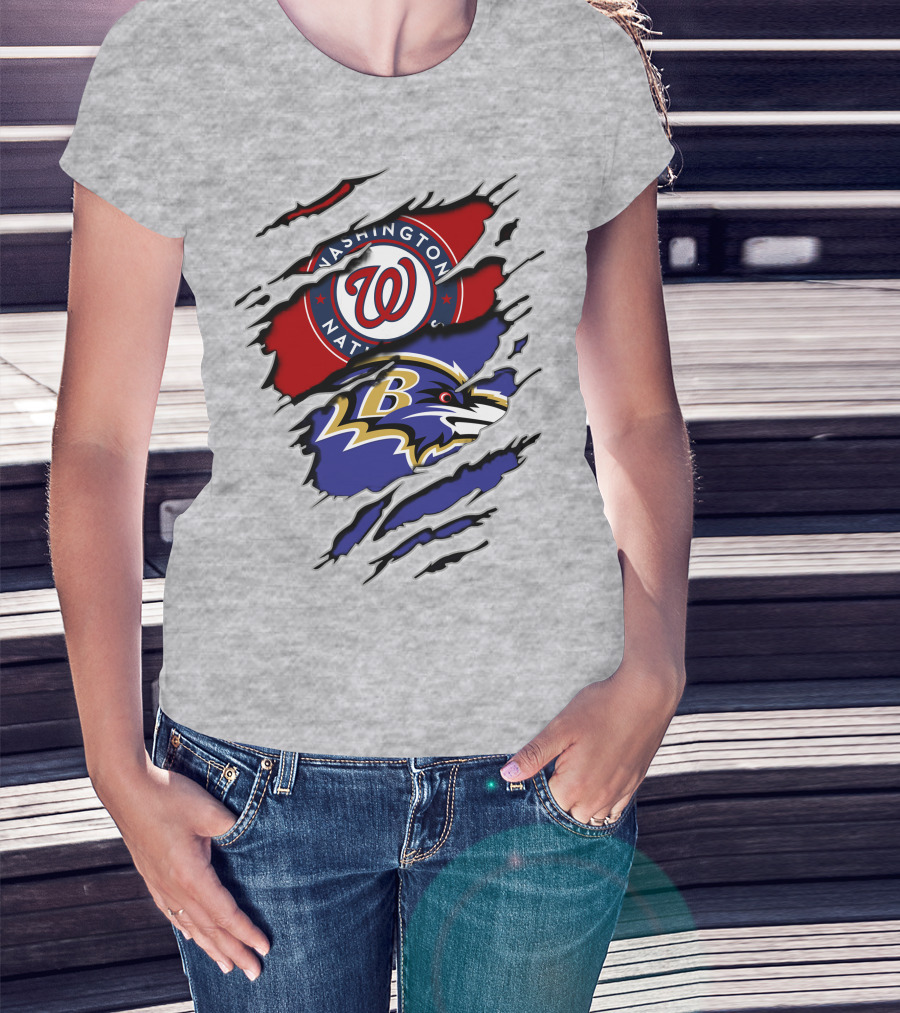 Washington Nationals Baltimore Ravens Logos T-Shirt