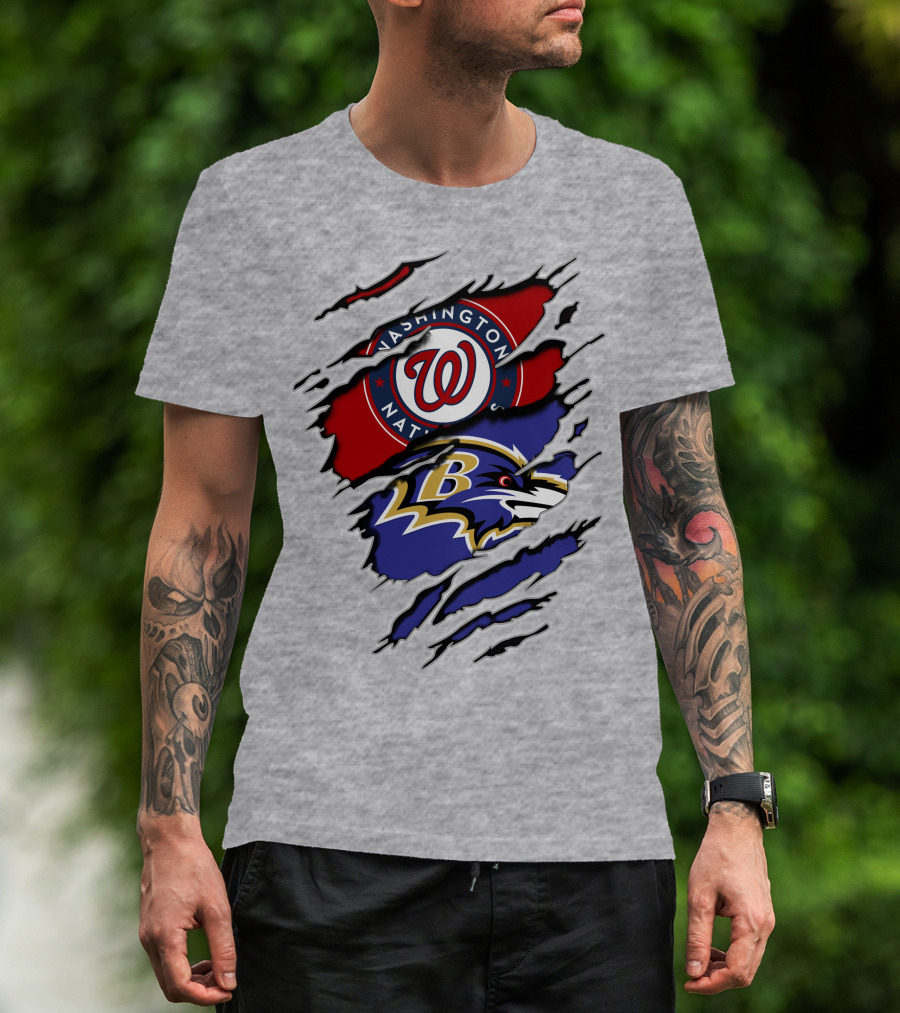 Washington Nationals Baltimore Ravens Logos T-Shirt