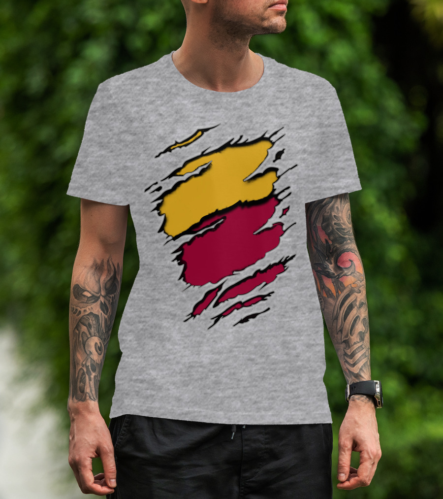 Cardinals Pirates Ripped Claw Marks Emblem Red Yellow Contrast T-Shirt