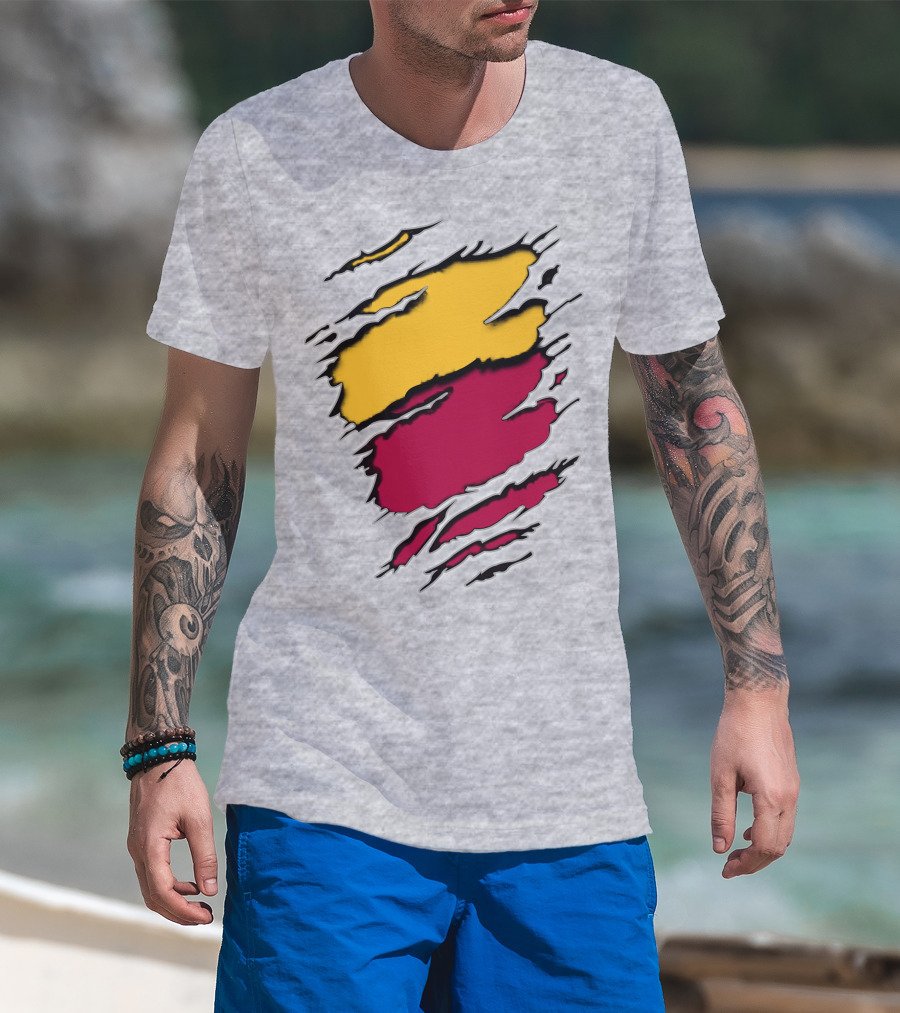 Cardinals Pirates Ripped Claw Marks Emblem Red Yellow Contrast T-Shirt
