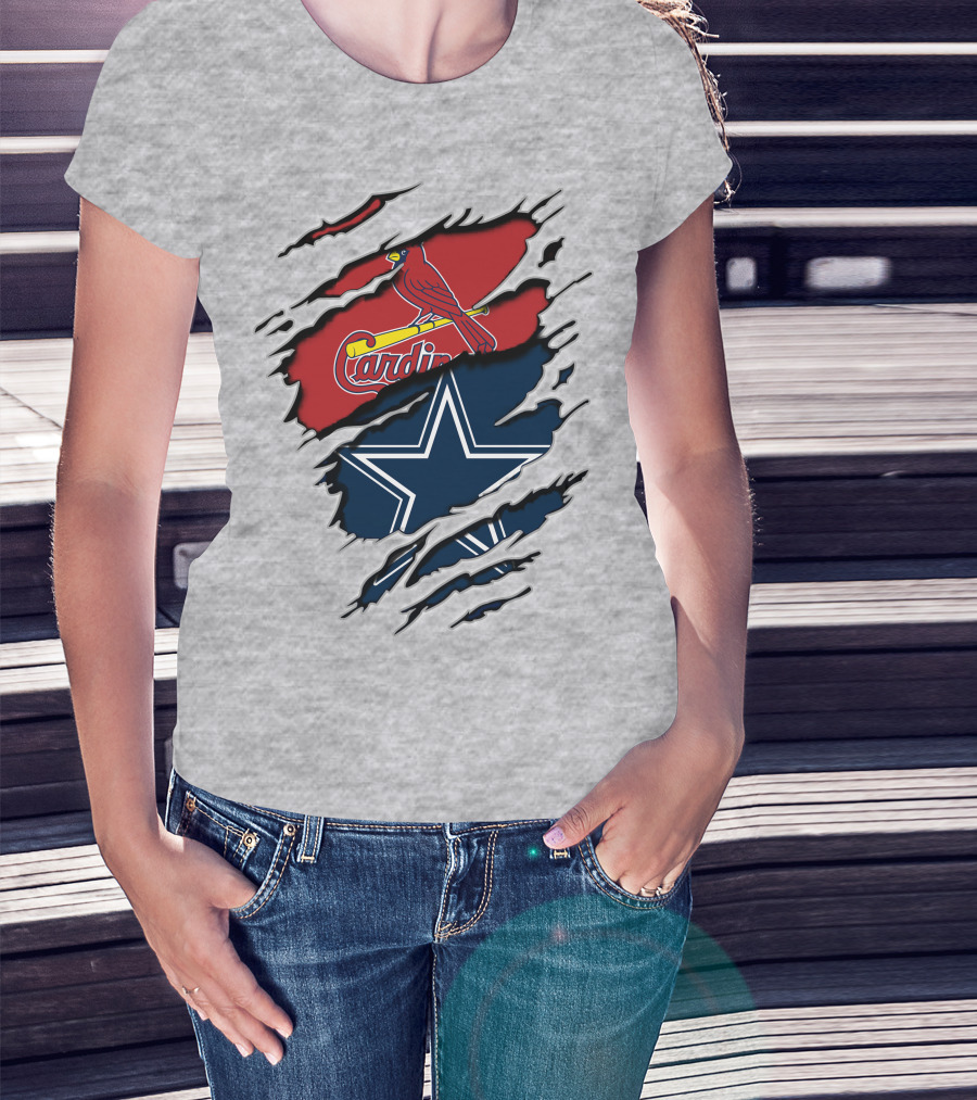 Cardinals Cowboys Logo Mashup T-Shirt
