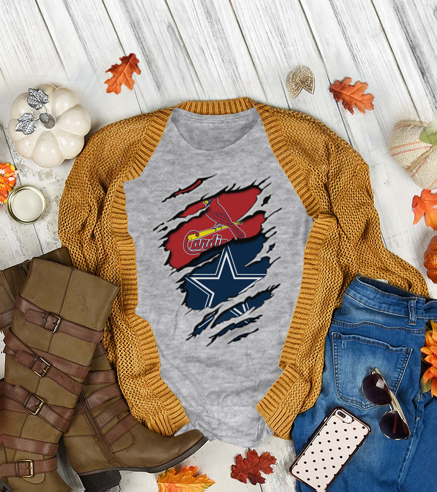 Cardinals Cowboys Logo Mashup T-Shirt