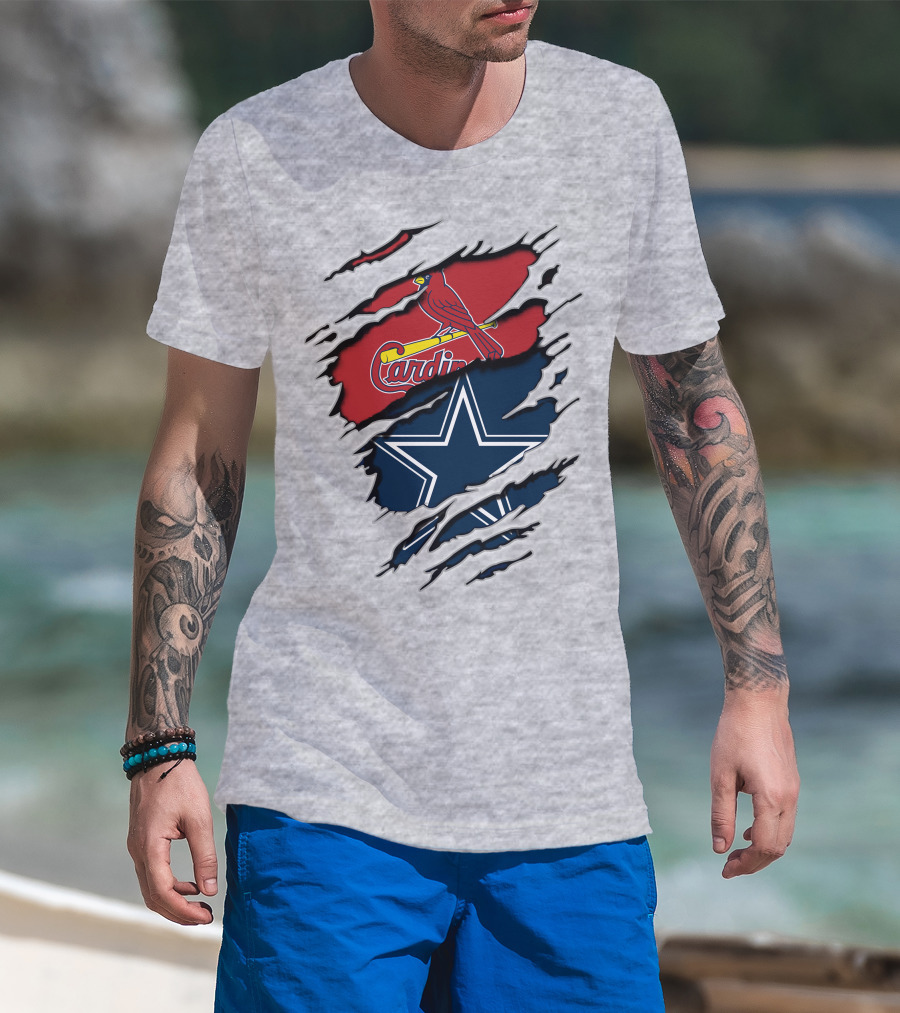 Cardinals Cowboys Logo Mashup T-Shirt