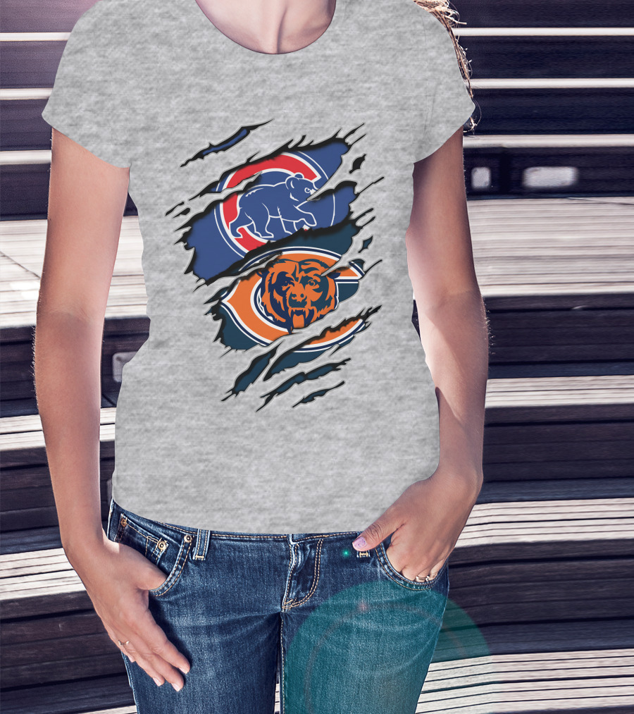 Chicago Cubs Bears Dual Logo Crossover T-Shirt
