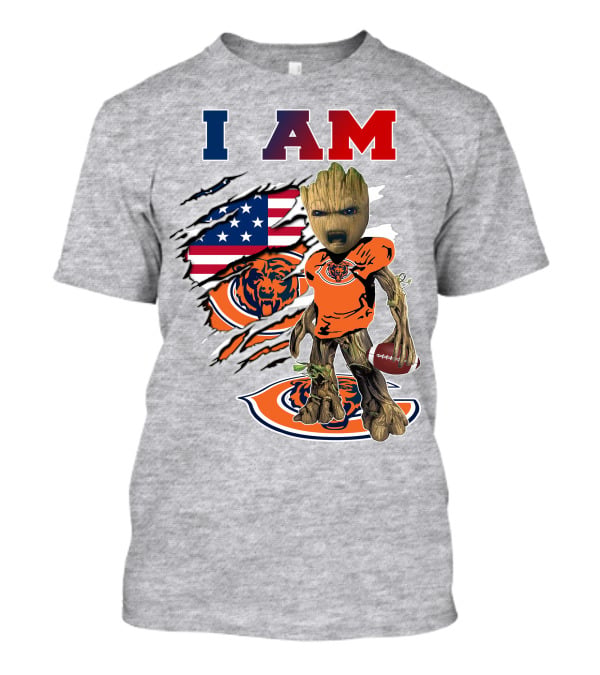 I Am Chicago Bears Groot Football American Flag T-Shirt