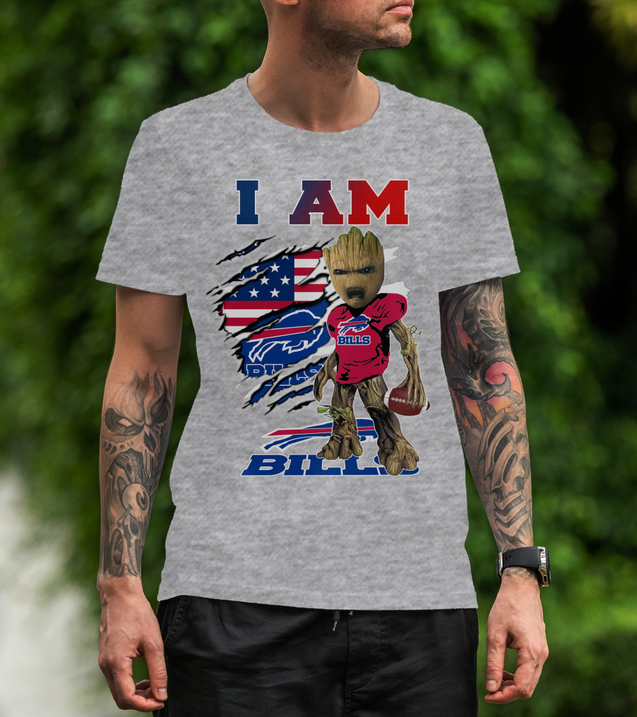 I Am Bills Buffalo Football Groot Usa Flag T-Shirt