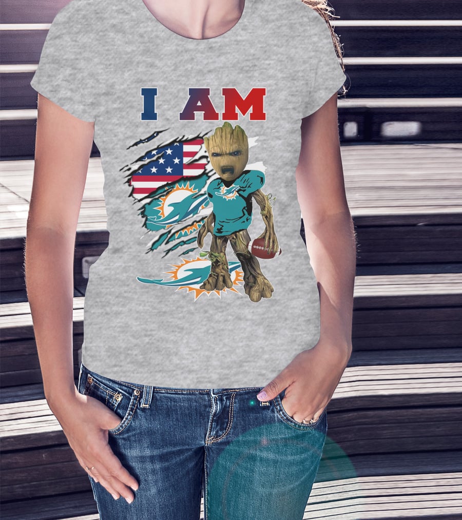 I Am Groot Miami Dolphins Nfl Football T-Shirt