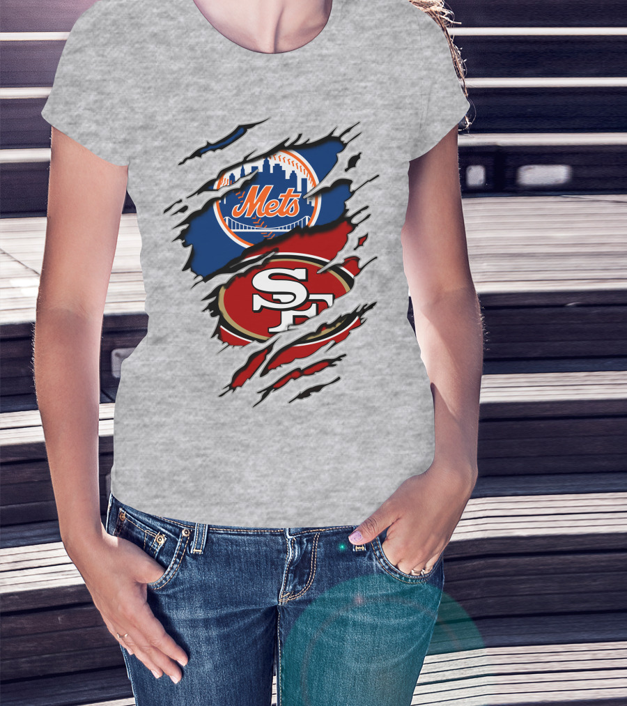 49ers Sf New York Mets Football Baseball Logos T-Shirt