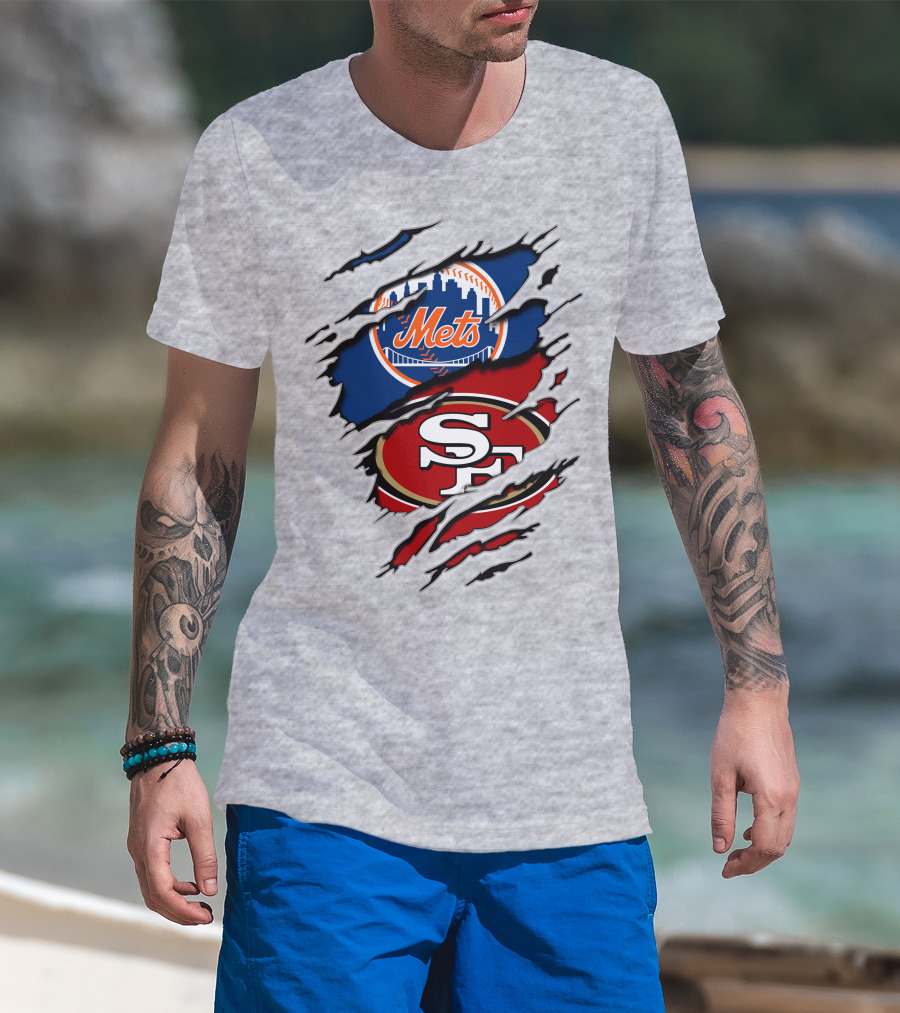 49ers Sf New York Mets Football Baseball Logos T-Shirt