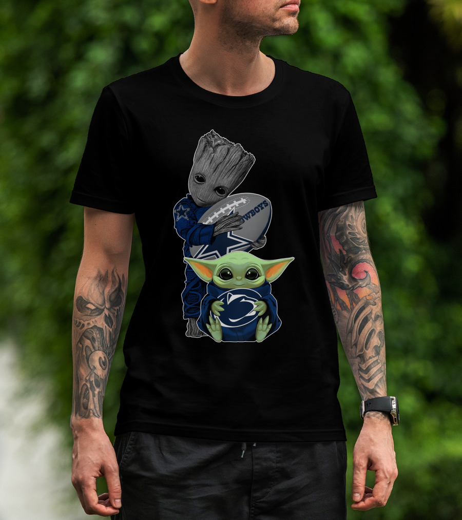 Cowboys Football Baby Alien And Tree Creature With Penn State T-Shirt