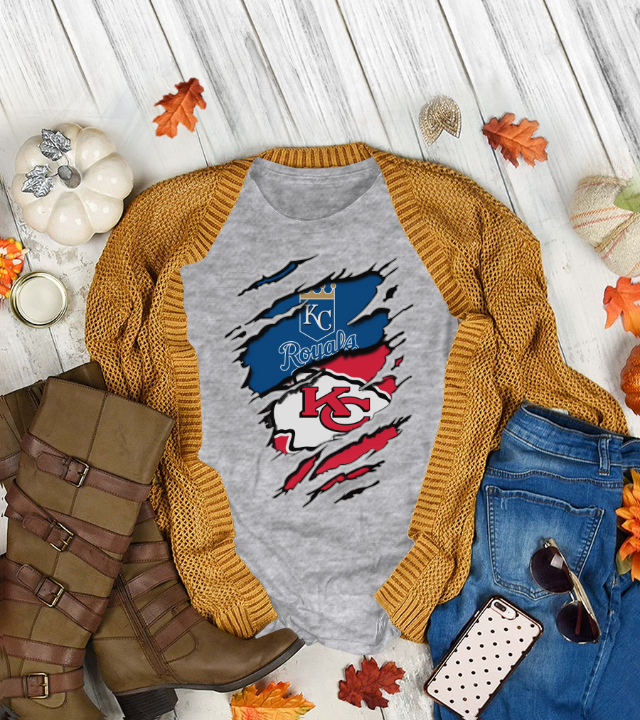 Kansas City Chiefs Royals Kc Logo Fusion T-Shirt