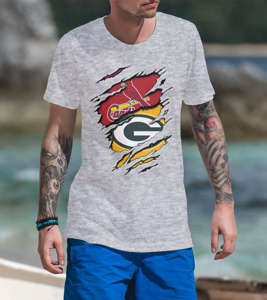 Green Bay Packers Arizona Cardinals Baseball Football Logo Mashup T-Shirt