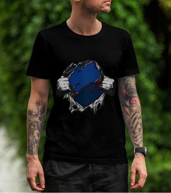 Co LA Ripped Hands Blue And Red T-Shirt