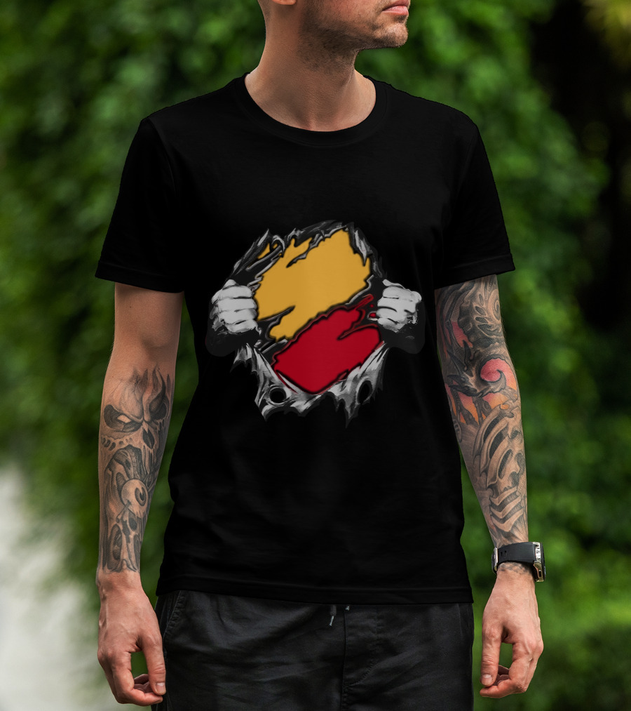As Bold Tearaway Design In Red And Gold T-Shirt
